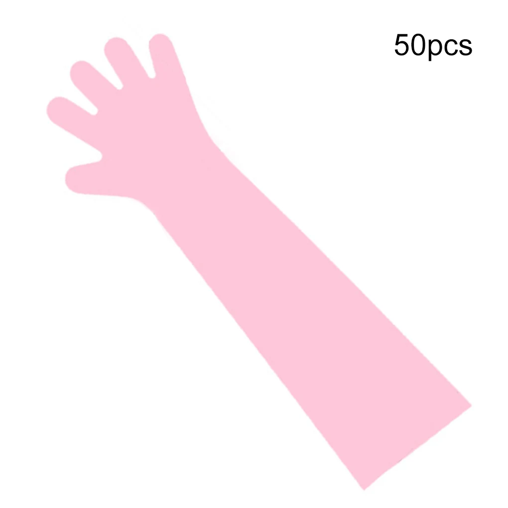 

50 шт. 100 шт. одноразовые длинные перчатки с пластиковой пленкой перчатки для приготовления пищи уборки фермы