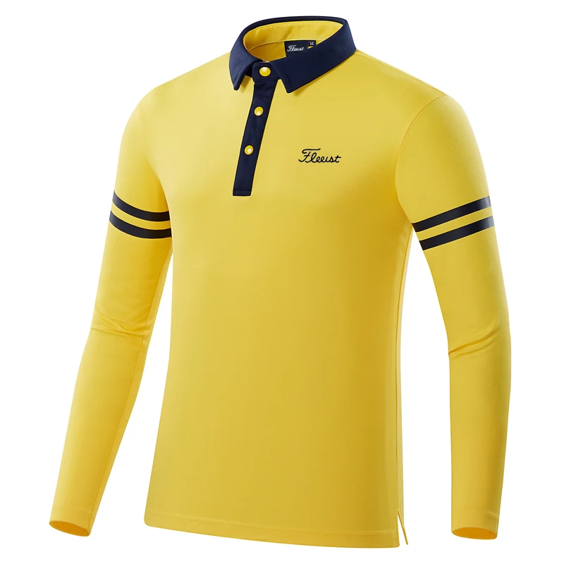 2023 Spring Golf Clothing Men Breathable Quick Dry Outdoor Sports Sweat Absorption Long Sleeve Polo Shirt Tide Top