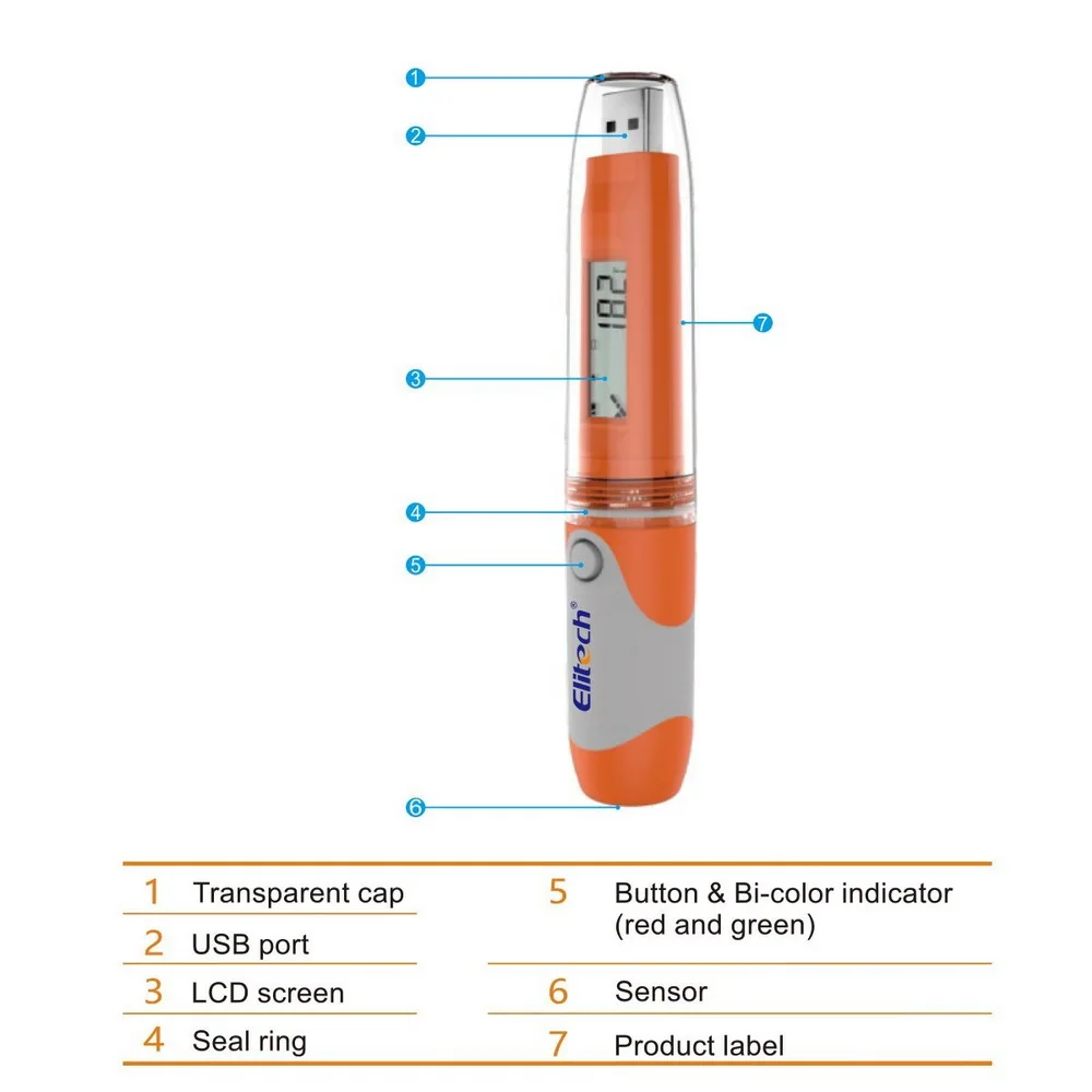 

Устройство для регистрации данных о температуре и влажности Elitech RC-51H USB, многофункциональный регистратор данных в формате PDF