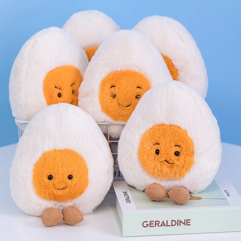 

Fluffy Super Soft Boiled Egg Plush Cuddly Plushies Doll Stuffed Food Long Plush Different Emotions Baby Appease toys Kids