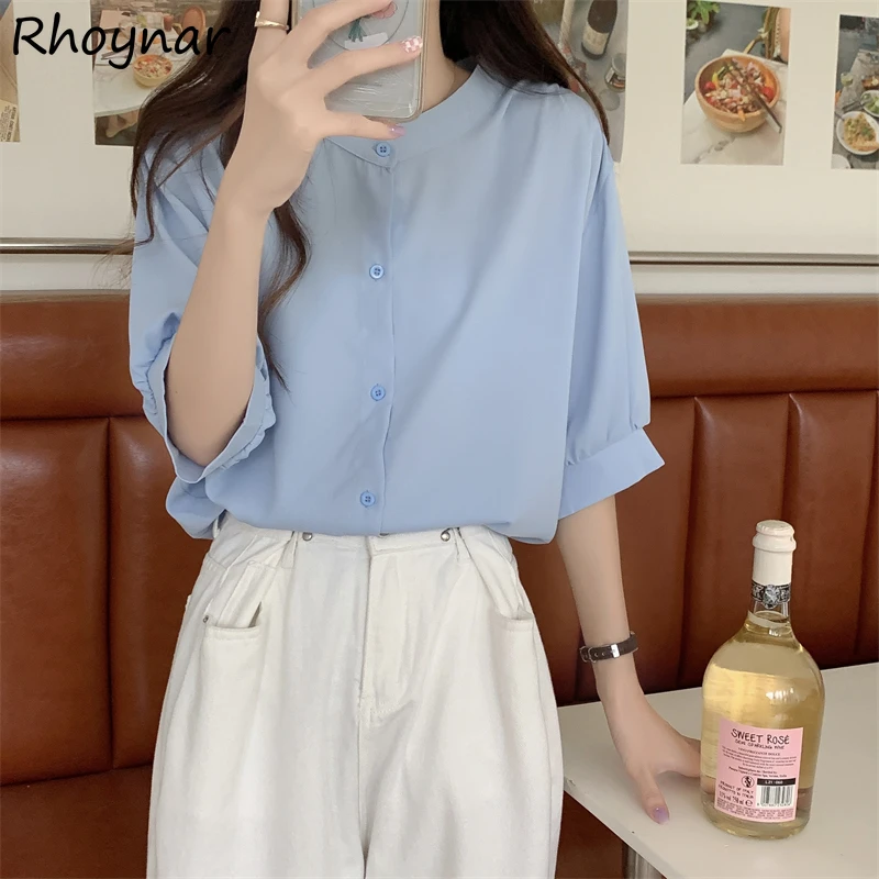 

Shirts Women Aesthetic Casual Korean Style 4 Colors Harajuku Elegant Summer Tops Mujer Design Chemise Femme Sweet Lovely Ropa
