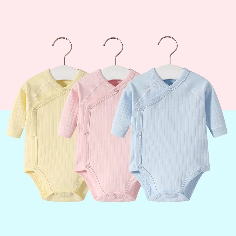 

3-12M Newbron Baby Clothes Rompers Ropa Bebe Cotton Bodysuit Infant Long Sleeves Girls Robe Solid Color Overalls Boys Clothing
