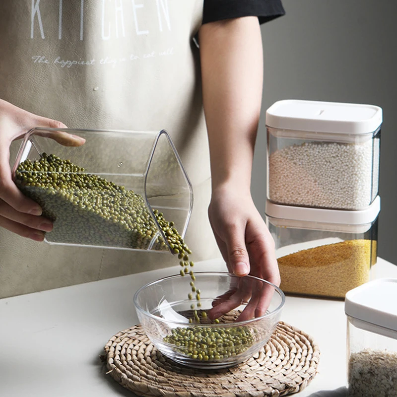 

Moisture-Proof Container Food Box Kitchen Storage Dispenser Flour Supplies Grain Tank Sealed Cans Transparent Organizers