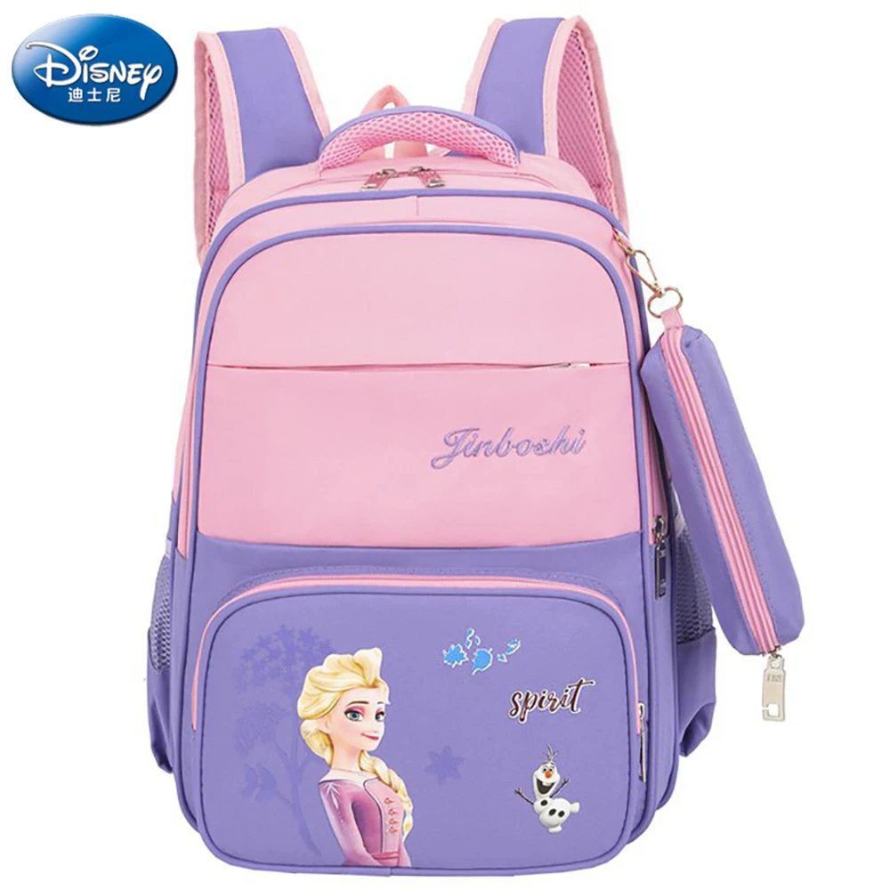 Модные вместительные школьные ранцы Disney для девочек, милые рюкзаки принцессы Эльзы из мультфильма «Холодное сердце», детский рюкзак