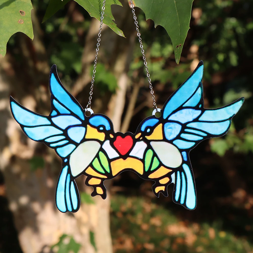 

Tuoyuan New acrylic two bird garden ornament pendant simple creative love bird window decoration pendant