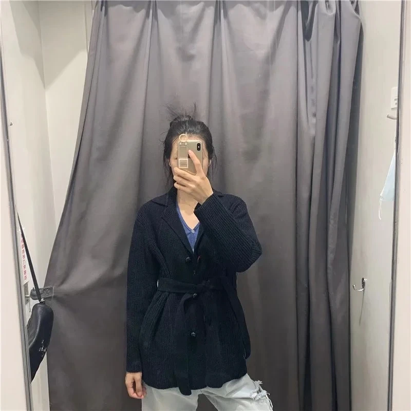 

Women V Neck Belt Long Sleele Blazer 2022 Spring Fashion Ladies High Street Casual Blazer Female Solid Color Blazer Top