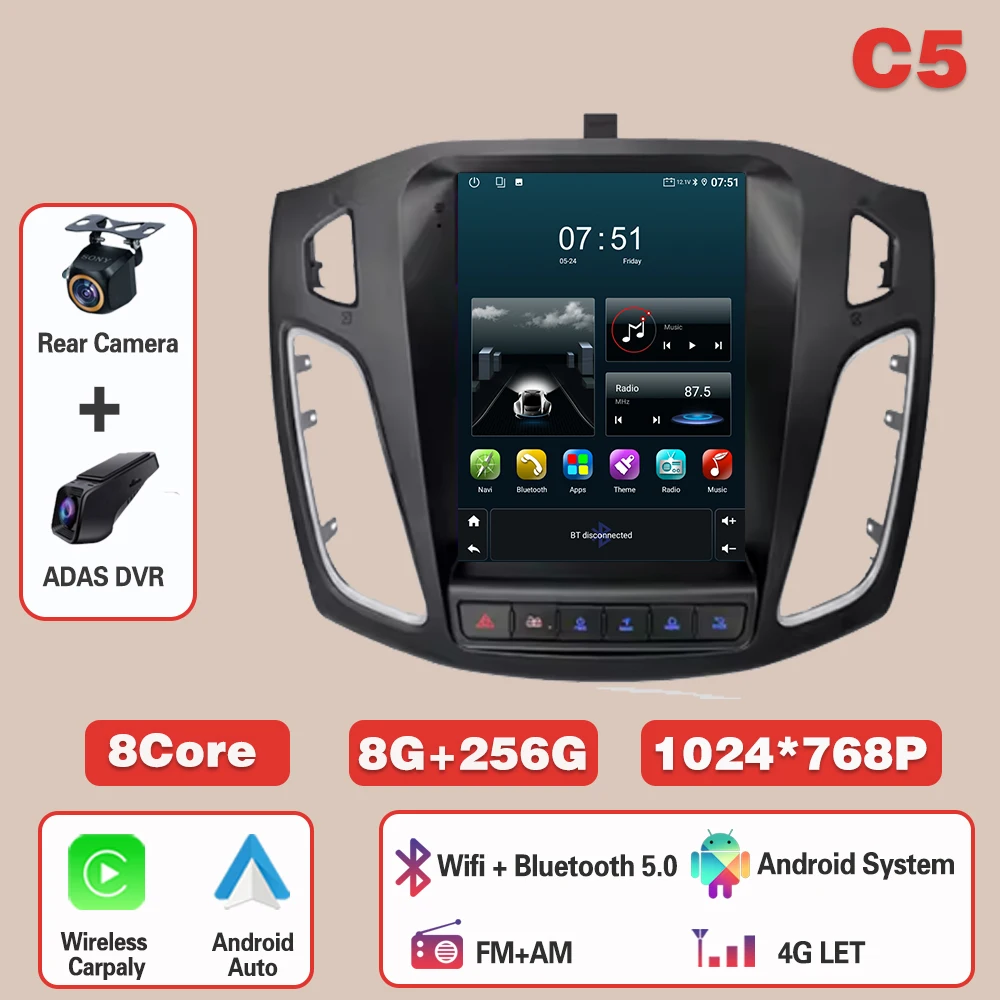 

Android 15 для Ford Focus 3 Mk 3 2011-2019 Автомобильный радиоприемник с авто 4G WIFI GPS-навигацией Мультимедийный видеоплеер Стерео BT Головное устройство