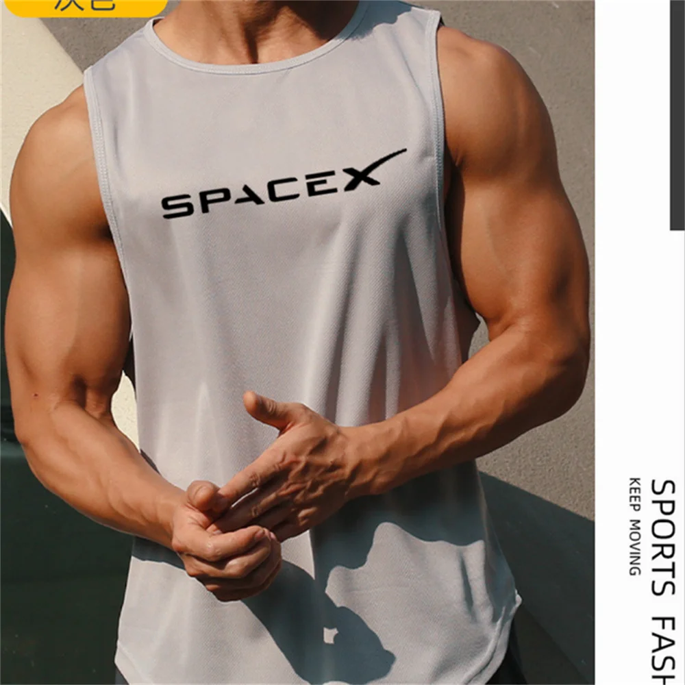 

Майка мужская быстросохнущая с круглым вырезом, жилет для фитнеса, тренировок, спортзала, дышащая майка без рукавов, одежда для бега