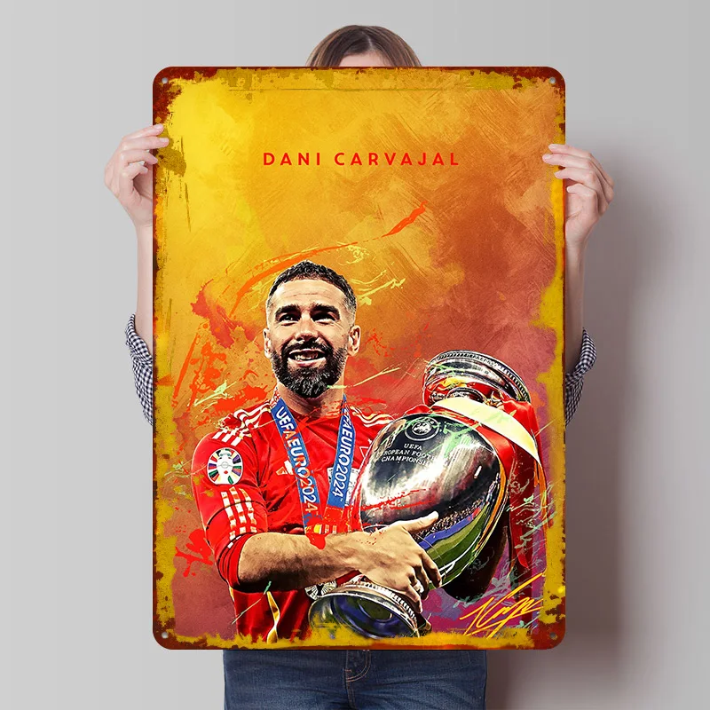 Фото Металлическая табличка Dani Carvajal: винтажный постер, ретро-декор для мужской комнаты, кофейни, бара №1