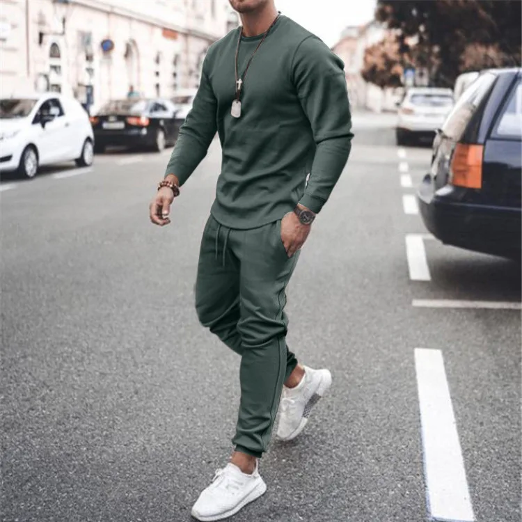 Men's spring and autumn suit round neck long-sleeved youth casual sports suit clothing
