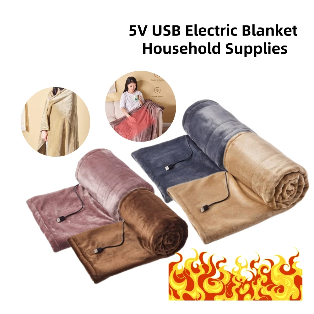 

USB Electric Heating Blanket Household Supplies 5V Electric Heating Shawl Soft Skin Friendly Machine Washable for Body Neck Legs