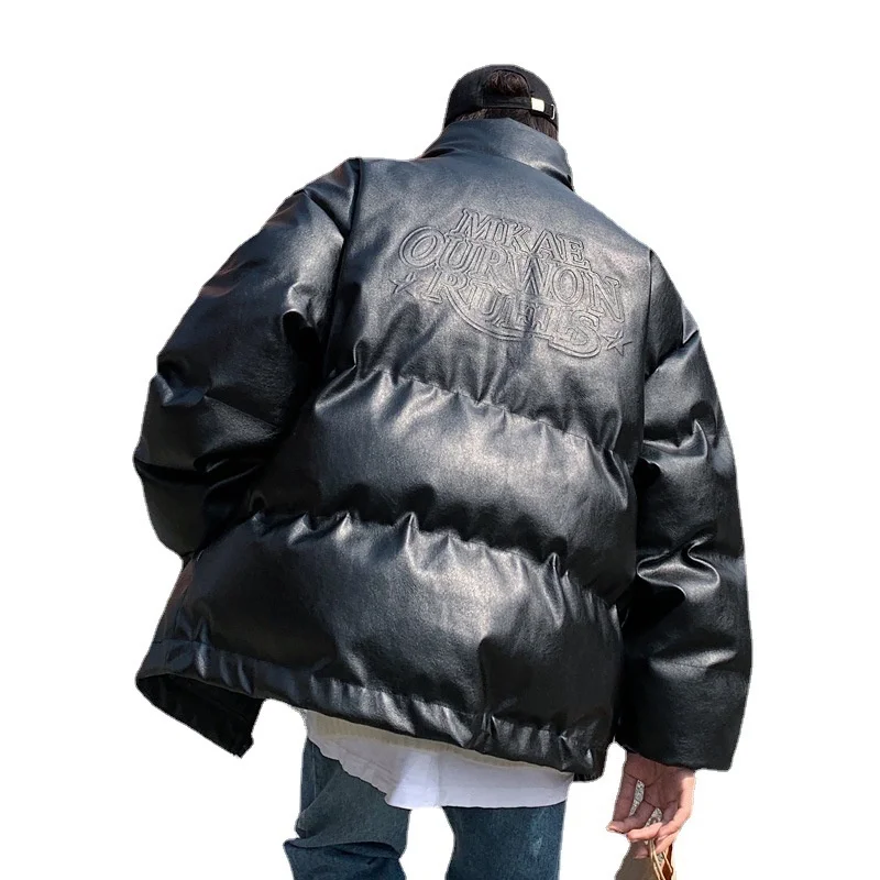 2022 Men's Winter Down Jacket PU Fabric Windproof Down Filling Warm Male Puffer Jacket Outerwear Thicken Coat Mens Windbreakers