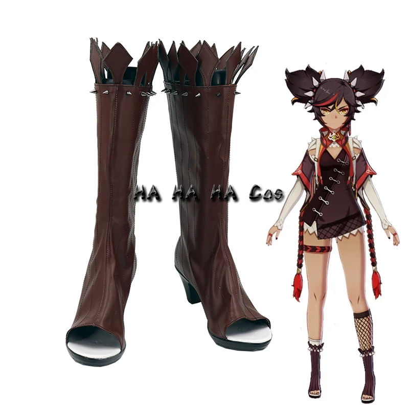 

Обувь для косплея Game Genshin Impact Xinyan из искусственной кожи сапоги заказ Xinyan реквизит для косплея