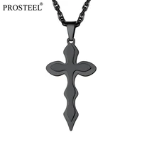 prosteel cross pendant chain vintage protection christian symbol blackgold plated necklace for menwomen psp2859