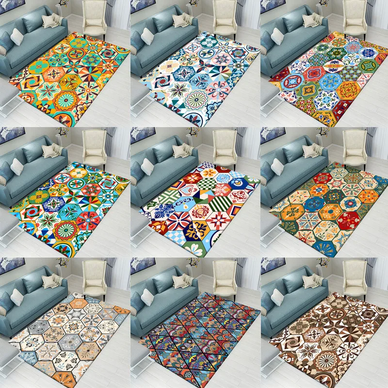 

Boho Rugs for Living Room Kitchen Rug Carpet Bedroom Hallway Carpets Corridor Area Rug Door Prayer Mat Retro Carpet