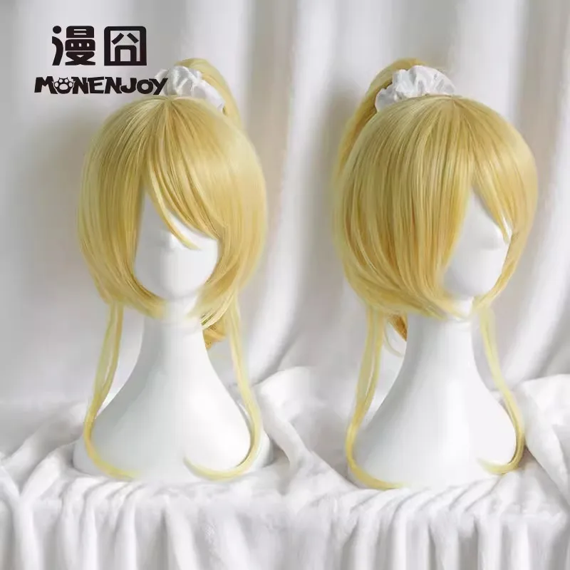 Парик для косплея аниме Ayase Eli термостойкие синтетические заколки золотого цвета