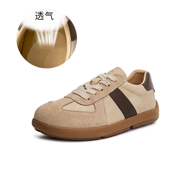 Кожаные немецкие тренировочные туфли для женщин Новинка осени 2024 повседневные