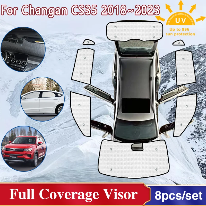 

Full Covers Sunshades For Changan CS35 Plus Accessories 2018 2019 2020~2023 Windshield Side Windows Shaby Visor Car Accessories