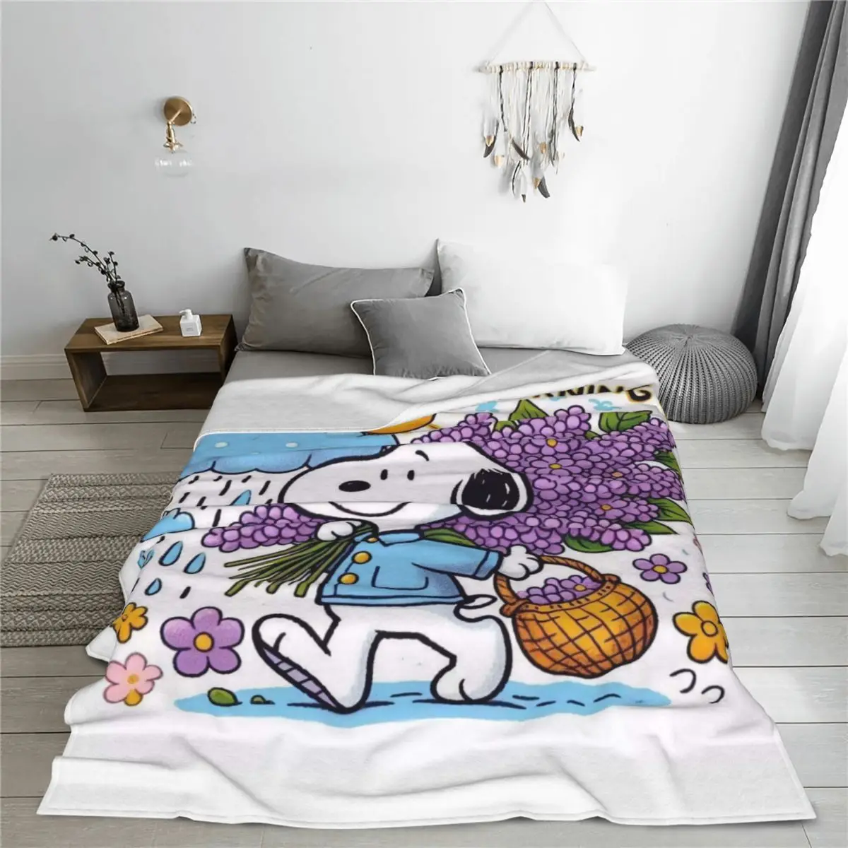 Snoppy Good Morning Одеяла Мягкое плюшевое одеяло с принтом для спальни Декоративное