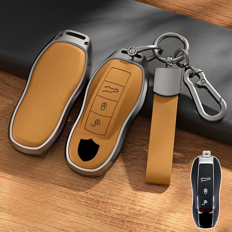 Кожаный Автомобильный смарт-брелок из алюминиевого сплава чехол для Porsche Cayenne