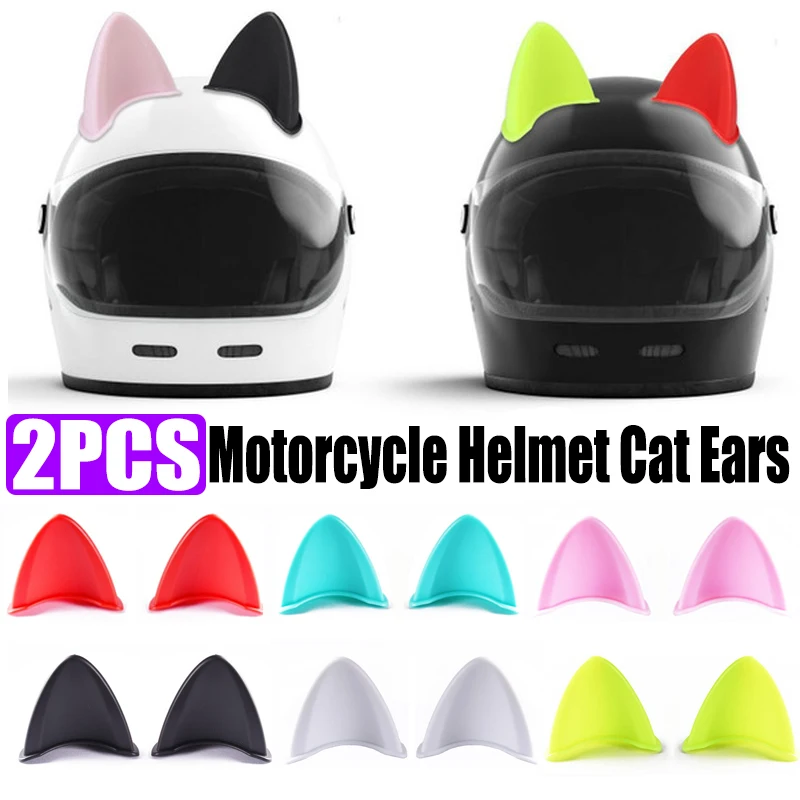 

2PCS Motorcycle Helmet Cat Ears Cute Decoration Style Electric Car Motocross Sticker Driving Stylish Universal Helmet Accessorie