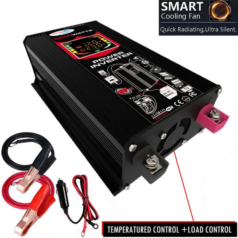

Power Inverter Modified Sine 12v Inverters 6000W Car Power Inverter Charger Adapter 2USB Voltage Transformer Modified Sine Wave
