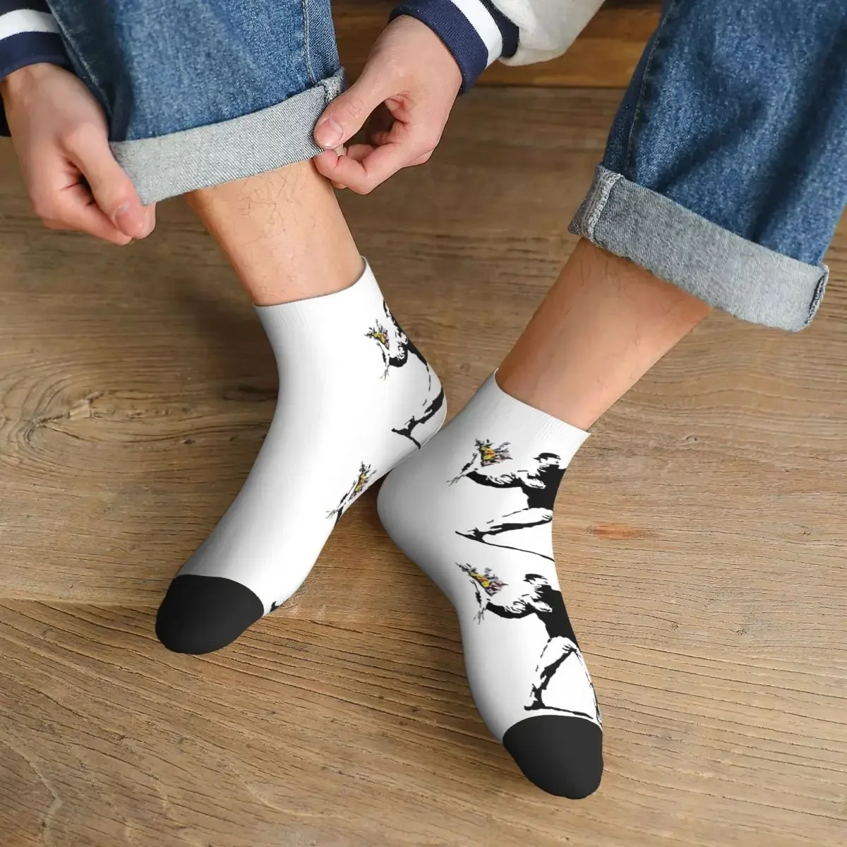 Женский трафарет-бомбер Rage Flower модные носки унисекс с 3D-принтом Бэнкси уличные