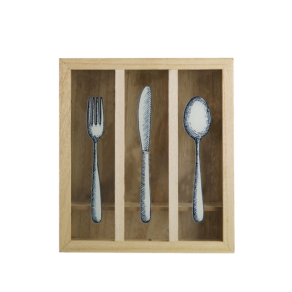 

Cutlery Utensil Box Organizer Holder Wooden Storage Silverware Tray Drawer Countertop Flatware Casekitchenin Holders