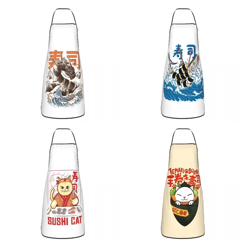 

Фартук для суши «дракон в великой волне» для женщин и мужчин, комбинезон унисекс, Японская еда, мультяшный кухонный фартук, Кухонный Фартук ...