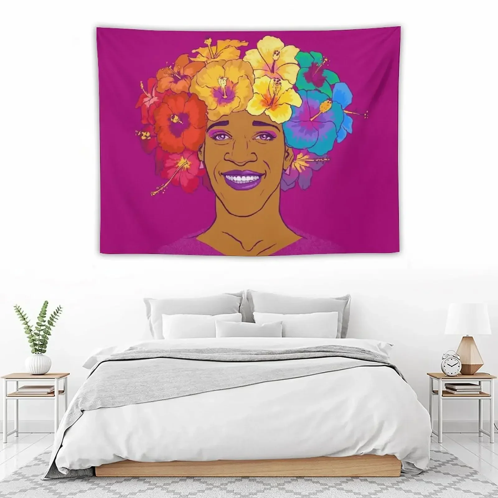 Гобелен Marsha Johnson с изображением героя и иконы декоративный настенный гобелен для