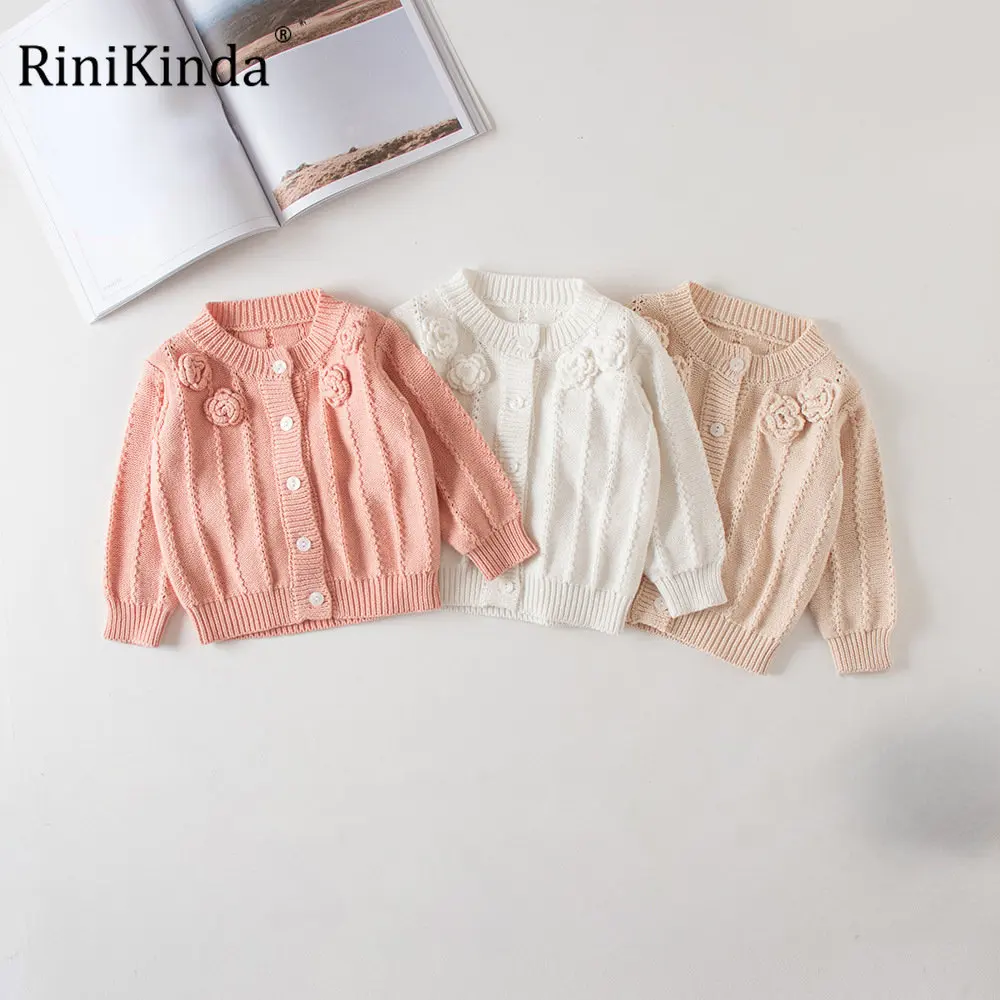 

RiniKinda Infant Baby Girls Clothing Set Knitted Cardigan Coat+Rompers Toddler Baby Girl Clothes Suit Autumn Children Clothes