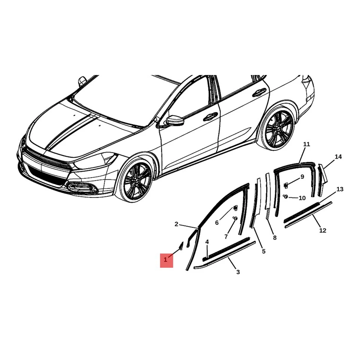Левая передняя панель A-Pillar Triangle Trim Plate 68083131AD для Dodge Дротика 2012-2016 хромированная