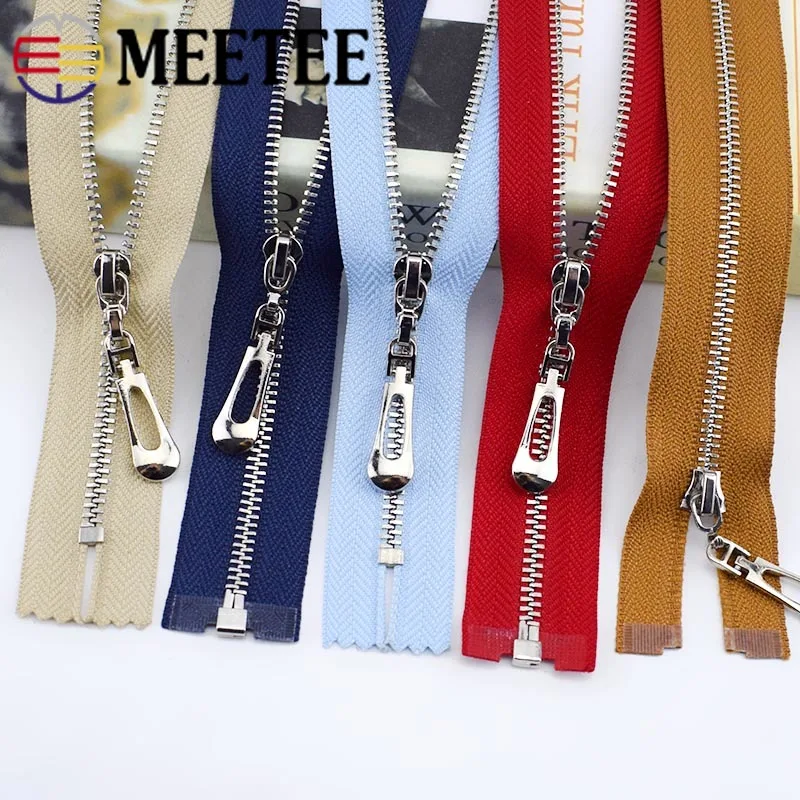 

2/5Pcs Meetee 3# Metal Zipper Silver Tooth 15-30cm Close-End 40-70cm Open-End DIY Coat Purse Zip Garment Sewing Material