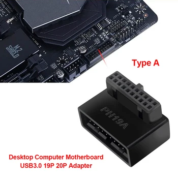 USB3.0 19/20Pin Male to Female Extension Adapter Desktop Computer Motherboard Steering Header Adapter Angled 90 Degree Converter 3