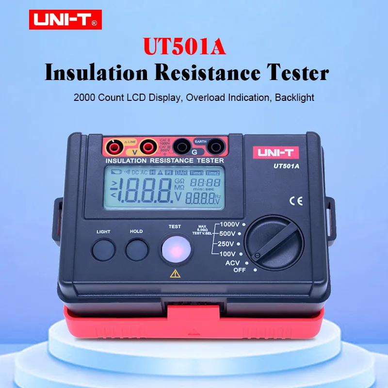 UNI-T Insulation Resistance Tester Meter UT501A Megger Earth Ground Resistance Voltage Tester Megohmmeter Voltmeter rk2681 5tohm 500v pointer megger insulation resistance tester