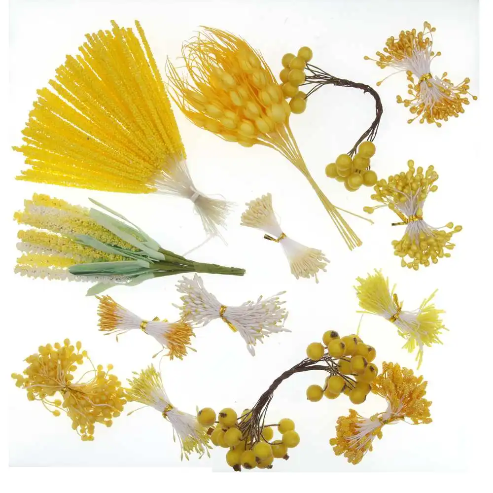 

Yellow Artificial Flowers Fruit Cherry Stamen Berries Bundle DIY Cake Christmas Wedding Party Gift Box Wreaths Home Decor