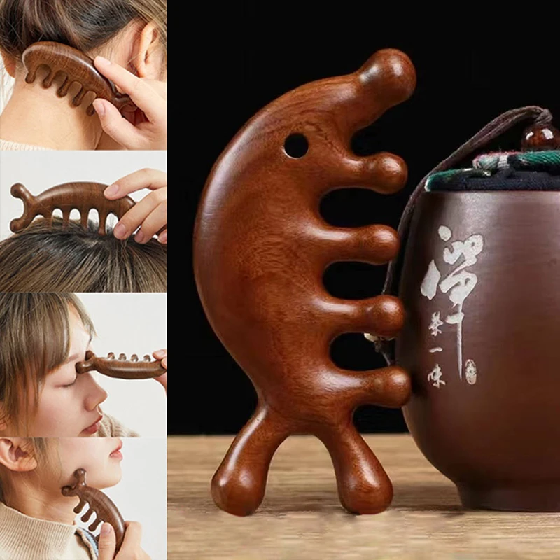 

Portable Sandalwood Hair Comb Wide Tooth Comb Scalp Relax Acupoint Massager Anti-static Smooth Hair Comb