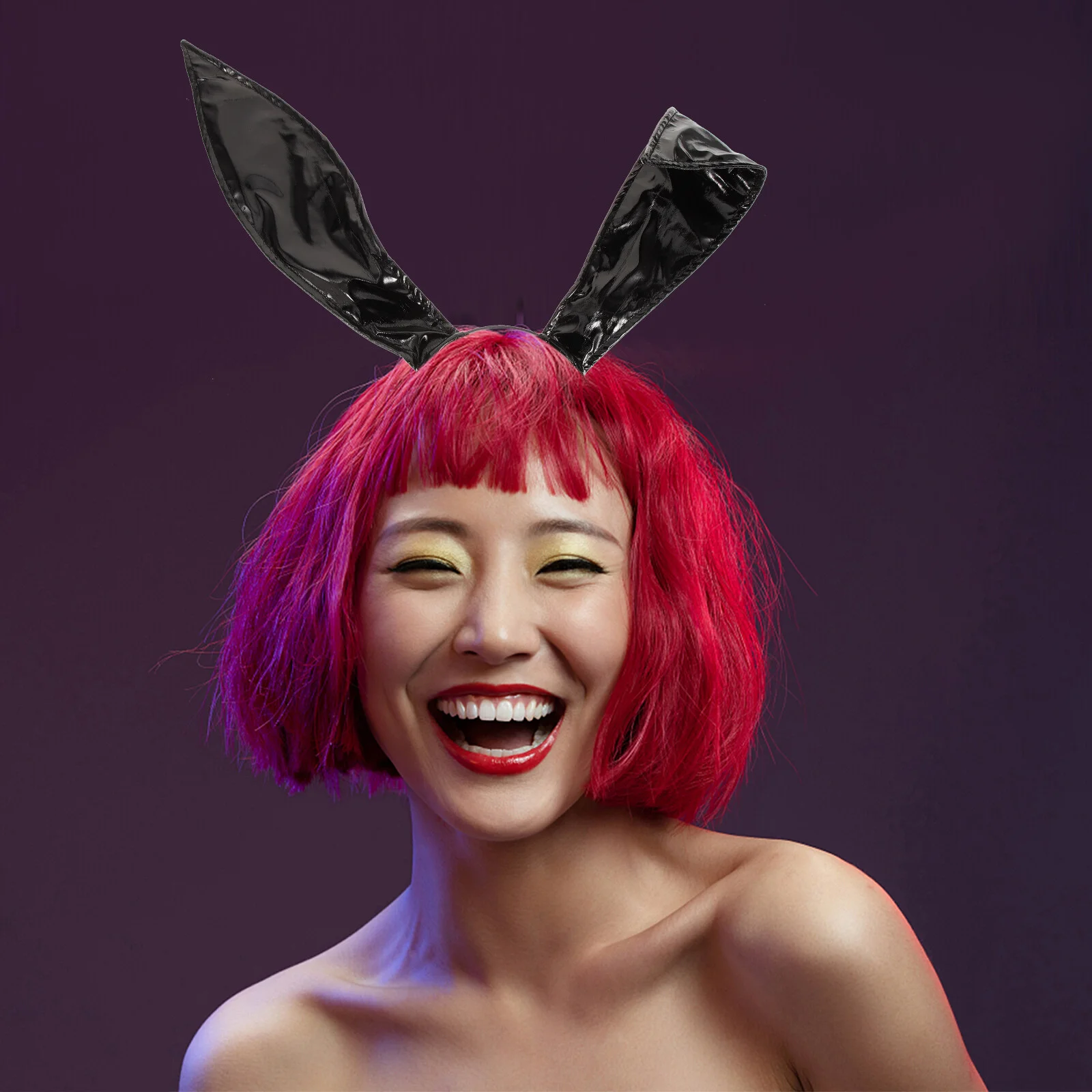 

Black Headbands Bunny Girl Party Women Cosplay Accessories Dropshipping Halloween Rabbit Ears Pu Black Miss