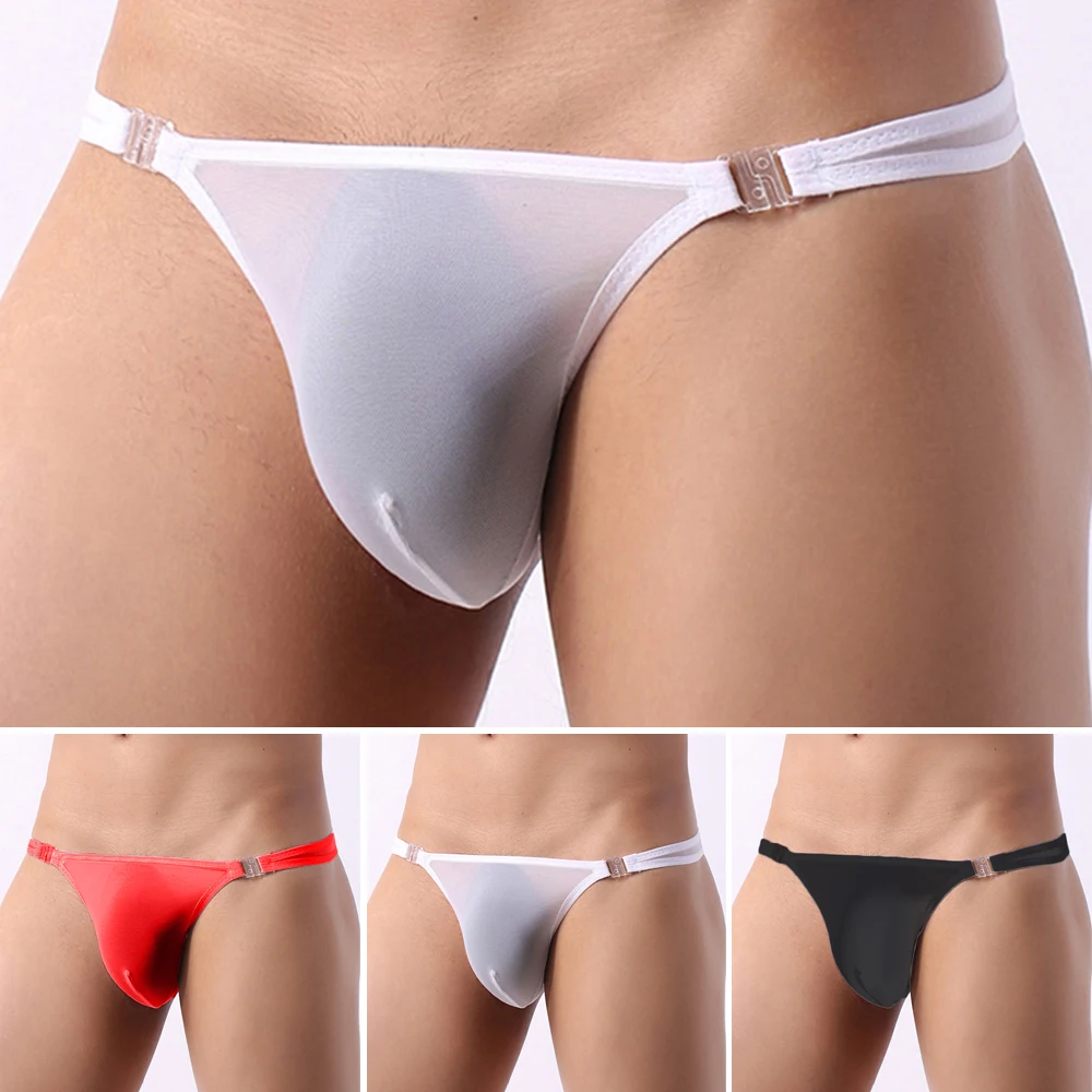 

Men's Sexy G-String T-Back Thongs Transparent Male Low Rise Breathable Underwear Erotic Lingerie Briefs Bikini Underpants
