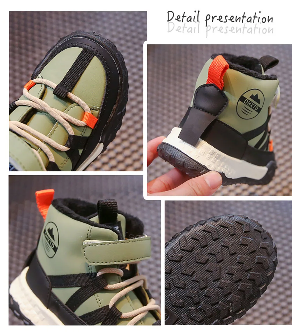 Подростковые зимние ботинки толстые теплые плюшевые нескользящая трендовая