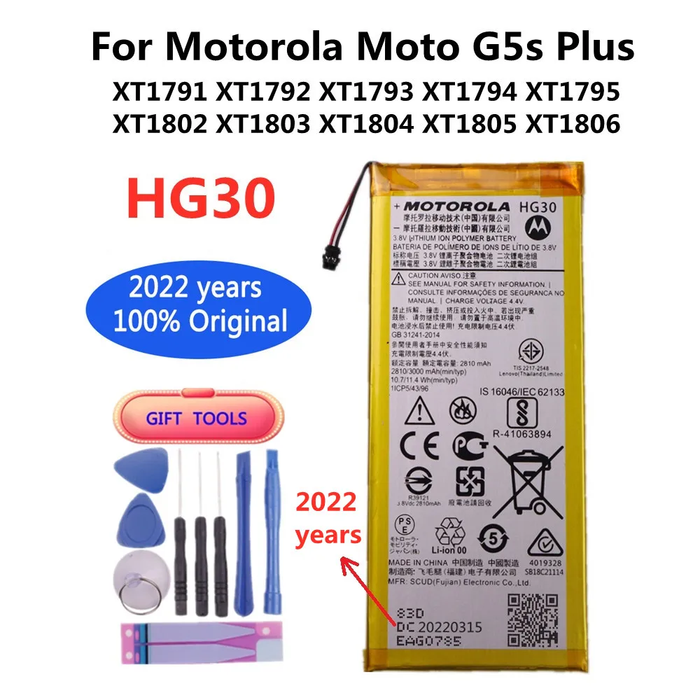 

2022 Новый 3000mAh HG30 Оригинальный аккумулятор для Motorola Moto G5s Plus XT1791 XT1792 XT1793 XT1794 XT1795 XT1805 XT1806 аккумулятор для телефона