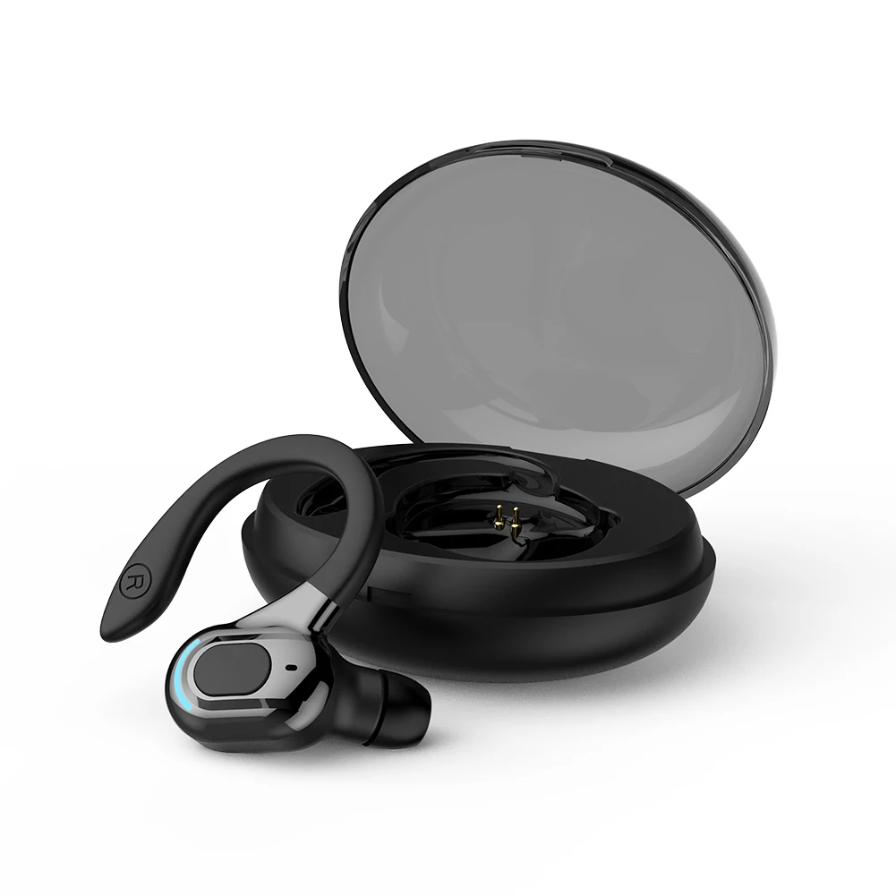 Portable Ear Hook Mini Headphone Bluetooth-compatible Noise Cancelling Earbuds with Charging Case IPX4 Waterproof