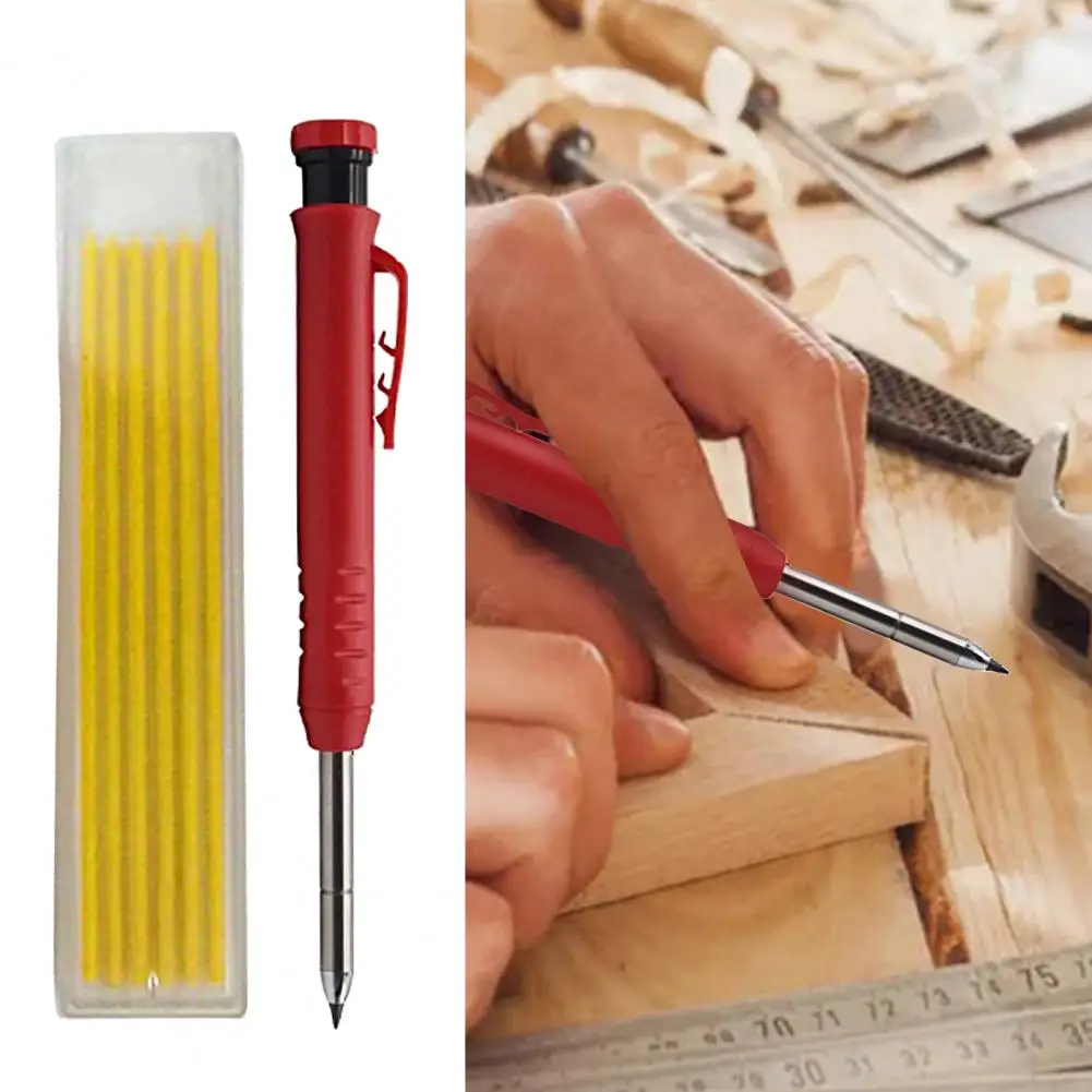 Built-in Sharpener Scratch-resistant Graphite Manual Woodworking Marking Pencil For Construction
