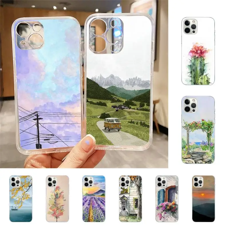 

Watercolor Painting Phone Case For Iphone 7 8 Plus X Xr Xs 11 12 13 Se2020 Mini Mobile Iphones 14 Pro Max Case