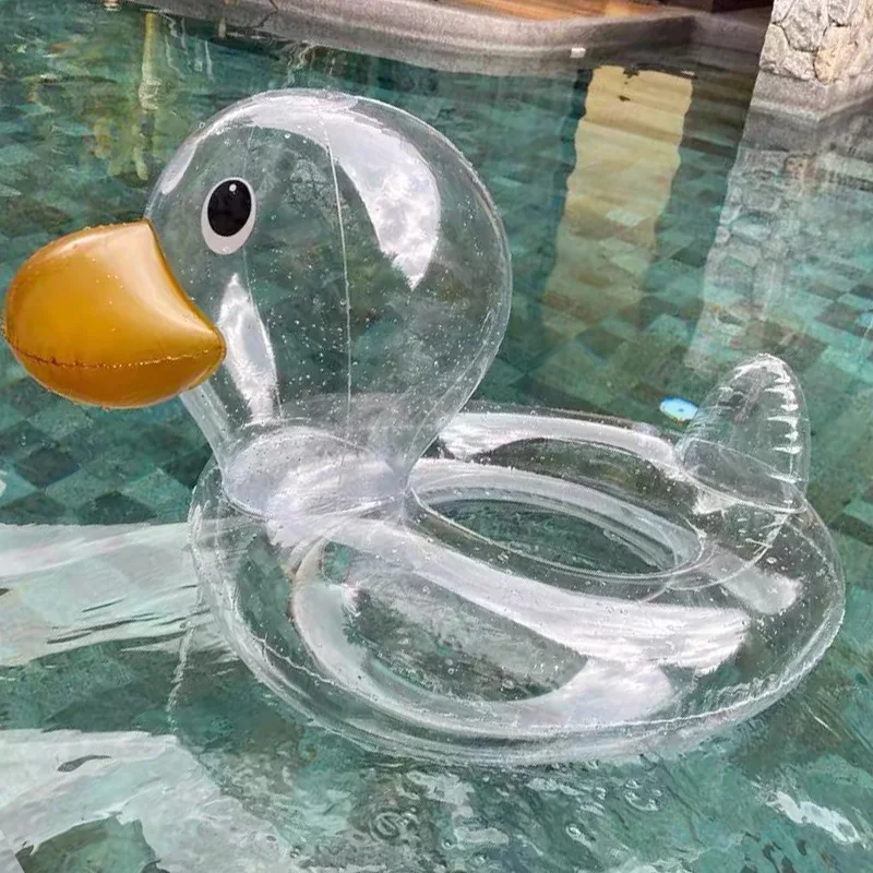 

Прозрачное плавательное кольцо в виде утки для детей, надувной плавательный круг, детское сиденье, надувной матрас, игрушка для водвечерние