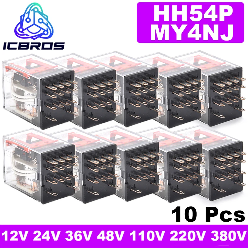 10 шт. MY4NJ HH54P MY4N-J 14 контактов AC/DC 12 В 24 в 36 48 110 220 380 мини промежуточное