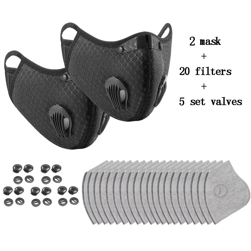 Маска для лица велосипедная многоразовая с фильтром и активированным ...