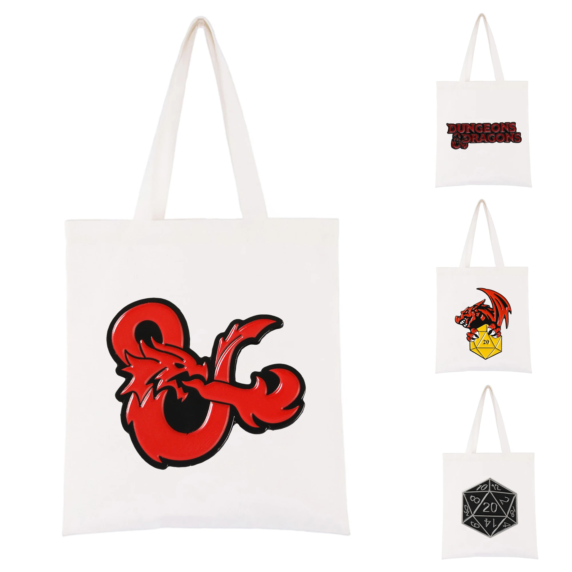 DnD Dungeon Master Pattern Bag Dungeon and Dragon Bag Interior Pocket Zipper Girl Canvas Bag Handbag Shoulder Bag Wholesale