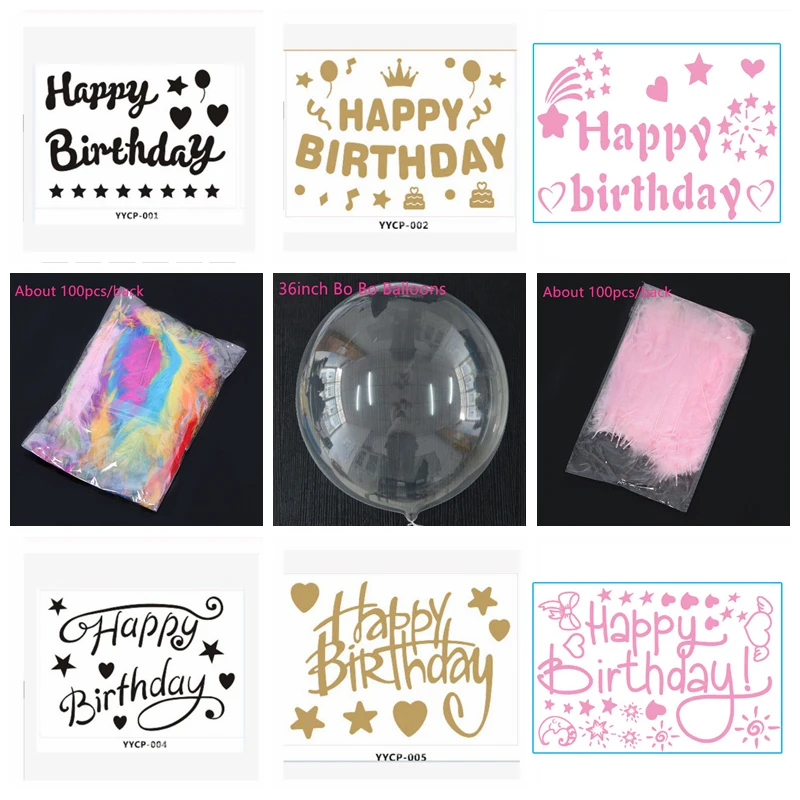 

18inch PVC transparent helium bubble balloon or happy birthday sticker or feather or tassel birthday party wedding decoration