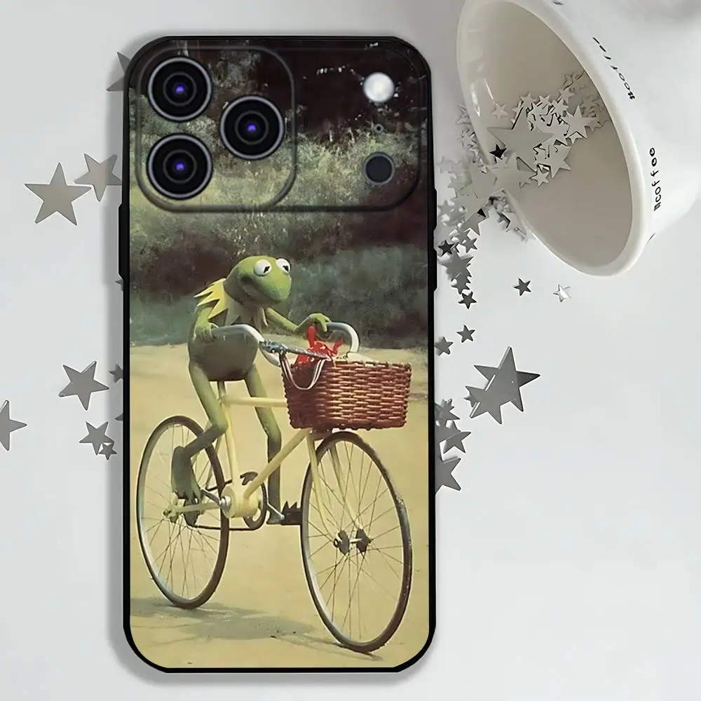 Фото Черный мягкий чехол K-Kermit the frog для iPhone 17, 13, 14, 15, 11, 16, 12 Pro Max Pro Max Plus E Air Mini, чехол для телефона №5